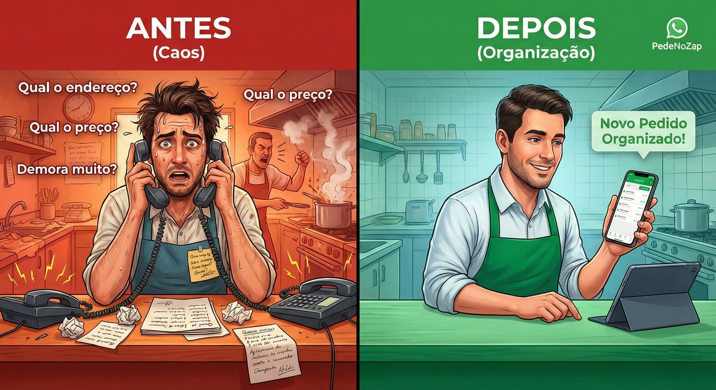 Dono de pizzaria cadastrando produtos